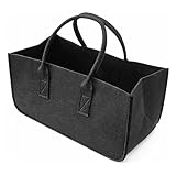 sympuk Filz Kaminholzkorb, Filz Log Tragetasche, Kaminholz Aufbewahrungskorb mit Tragegriffen, Faltbare Holz Tragetasche, Kaminholzhalter Innen für Holz, Zeitung, Spielzeug