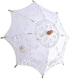 Yosoo Spitze Regenschirm Vintage Hochzeit Spitze Stickerei Reine Baumwolle Dame Braut Hochzeit Sonnenschirm Dekoration Foto Requisiten(Small-weiß)