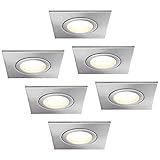 HCFEI 6er Set LED Einbaustrahler 5W dimmbar flach Eckig IP44 Badezimmer 230V Spot Außen Warmweiß 3000K