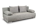 Schlafsofa Naki - Sofa mit Schlaffunktion und Bettkasten, Bettsofa, Couchgarnitur, Couch, Sofagarnitur, Bett (Grau + Grau (Alova 10 + Berlin 01))