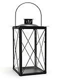 levandeo Laterne aus Metall und Glas - Windlicht Farbe schwarz - Tischlaterne Kerzenhalter Kerzenständer Gartenlaterne Gartenbeleuchtung Dekoration