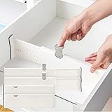 BillyBath Schubladenteiler Organizers, schubladentrenner verstellbar, 4er-Set Separatoren für kleideraufbewahrung aus mesh, Kommode, Badezimmer,Küchenspeicher, Schrank, Büro, Weiß, A-Pack of 4