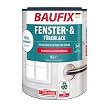 BAUFIX Fenster- & Türenlack weiss, seidenmatt, 1 Liter, Weißlack, blockfester Türlack, für Neuanstrich und Renovierung, hoher Wetterschutz