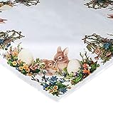 Raebel Tischdecke Mitteldecke Ostern Tischdeko Frühling Osterhasen Nostalgie Osterdekoration Polyester (Mitteldecke 85x85 cm)