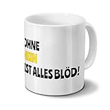 Tasse mit Namen Hein - Motiv Ohne Hein ist alles Blöd! - Namenstasse, Kaffeebecher, Mug, Becher, Kaffeetasse - Farbe Weiß