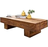 FineBuy Couchtisch Massiv-Holz Lucca Sheesham 120 cm breit Wohnzimmer-Tisch Design dunkel-braun Landhaus-Stil Beistelltisch Natur-Produkt Wohnzimmermöbel modern Massivholzmöbel Echtholz rechteckig