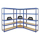 PROREGAL Mega Deal 1xEckregal und 2xSchwerlastregal Big Elephant 180x120x45 Fachlast 250kg Blau