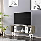 [en.casa] TV Board Norsjö Lowboard 45 x 95 x 30 cm Fernsehtisch mit Stauraum TV-Schrank Walnuss/Weiß