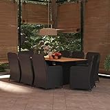 JUNZAI 9-TLG. Garten-Essgruppe, Gartentisch Mit Stühlen Set, Gartenmöbel Set, Sitzgarnitur Garten, Esstisch Stühle Set, Gartensitzgruppe, Lounge Möbel Outdoor, Garten Möbelsets, Poly Rattan Schwarz
