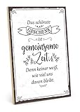 TypeStoff Holzschild mit Spruch – GEMEINSAME ZEIT IST DAS SCHÖNSTE GESCHENK – im Vintage-Look mit Zitat als Geschenk und Dekoration - HS-00639
