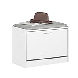 SoBuy FSR16-HG Schuhbank mit Sitzkissen Schuhregal Schuhkipper mit 1 Klappe Sitzbank Schuhschrank schmal BHT ca. 60x46x30cm