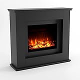 GLOW FIRE Athene Elektrokamin mit Heizung (1500 W) und 3D Multi Color Farbwechsler| Elektrischer Standkamin mit Knisterfunktion, Heizlüfter & Fernbedienung, Schwarz