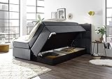 Möbisandmore Boxspringbett 180x200 cm mit Bettkasten | Maze| Härtegrad H3 bis 130 KG | 7-Zonen-Tonnentaschenfederkern Deluxe Matratzen | Komfort Visco Topper 6 cm (Anthrazit)