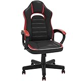 Flamaker Gaming Stuhl Bürostuhl Gamer Stuhl 150 kg Belastbarkeit Racing Stuhl Ergonomischer Computerstuhl Drehstuhl Rennstuhl Lederstuhl PC(Rot)