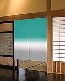 NYCUBE Japanischer Türvorhang, türkis-graue Farbverlaufstrennwand für Küche, Schlafzimmer, Hauseingang, Halbvorhänge 85x90cm
