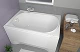 ECOLAM Badewanne Mini kleine Wanne Rechteck Acryl weiß 110x70 cm + Schürze Ablaufgarnitur Ab- und Überlauf Automatik Füße Silikon Komplett-Set
