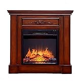 JYCCH Elektroherd Massivholz 1400 W Realistischer 3D-Flammeneffekt tat Kaminheizung Holzflammeneffekt Dingkamine 1 M Braun (0,8 mbraun geschnitzt)