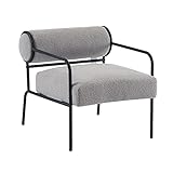 Mingone Cocktailsessel Sessel Loungesessel Kleines Sofa Lammwolle Modern Design Teddy Sessel Stoff mit Armlehne für Wohnzimmer Schlafzimmer Grau