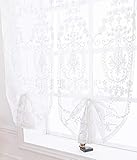Lactraum Raffgardinen Raffrollo Wohnzimmer Küche Transparent Bestickt Vintage Klassische Voile Weiß 50 x 120 cm(B x H)