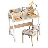 Computertisch Kleine Schreibtisch Schlafzimmer Schüler Schreibtisch Einfacher Haushalt Ecktisch Laptop Schreibtisch mit Ablagefach, Stabiler Stahlrahmen (ohne Stuhl) Schreibtisch (Color : Natural, S