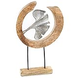 Logbuch-Verlag Ginkgo Deko Skulptur Figur zum Hinstellen Holz & Metall Geschenk 46 cm Geburtstag silberfarben