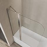 Heilmetz Duschwand für Badewanne mit Seitenwand 100x140 cm Duschabtrennung Badewanne Badewannenaufsatz 180° Drehbar Duschtrennwand für Badewannen Ecke 6mm Doppel Nano ESG Sicherheitsglas