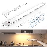 wobsion Unterbauleuchte Küche Led mit Berührungsloser,Lichtleiste Led Warmweiß 3000K,45CM,Led Leiste Küche für Küchenbeleuchtung Unterbau,Schrankbeleuchtung,Regalbeleuchtung,Kleiderschrank,1 Stück