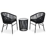 Susany 3-teiligen Bistro-Lounge-Set Bistro-Set Bistroset Bistrotisch Mit Kissen,2 Stühle,1 Beistelltisch,Balkonset Sitzgruppe Gartenmöbel Garnitur,Beistelltischplatte-gehärtetem Glas,PVC Rattan