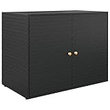 vidaXL Gartenschrank Geräteschrank Haushaltsschrank Aufbewahrungsschrank Beistellschrank Schrank Garten Balkon Schwarz 100x55,5x80cm Poly Rattan