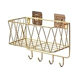 JECT Badezimmer Badezimmer Regal ohne Loch Toilette Wandaufbewahrung Kosmetik Hautpflegeprodukte Badekugeln Eisen Hängeregal (Farbe: Gold, Größe: M)