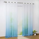 Joyswahl Voile Gardine halptransparenter Vorhang mit Topaktuelle Farbverlauf Muster »Babette« Schals Fenster Vorhänge mit Ösen BxH 140x225cm Blau 1er Pack