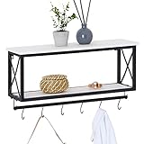 Wandgarderobe ARMANDO mit weißer Ablage Garderobenleiste Hängegarderobe schwarz lackiert im Industrial Design