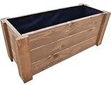FKL DESIGN Home Deco D24 Pflanzkasten aus Holz Pflanzkübel Garten Terrasse fertig montiert (80 cm x 30 cm x 30 cm, Teak)