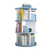 WHDNIOSS Küchenspülen, drehbares Bücherregal, 360°-Regal, Bodenbelag, Bilderbuchregal, mehrstufiger Buch-Organizer, Bücheraufbewahrungsregal (Color : Blue, Size : 40 * 98cm)
