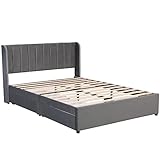 DDOY holzbett stabil Bed Frame Komforthöhe Bett 140x200 mit lattenrost Doppelbett Bett 140x200 Material Massivholz