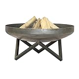 LILAJO 31.5 Zoll Kohlenstoffstahl im Freien erhöhte Feuergrube Schüssel mit Edelstahl Halbkreis Grill und Stützen