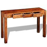 BULANED Konsolentisch, Beistelltisch, Sideboard Wohnzimmer, Flur Möbel, Couchtisch, Regal Wohnzimmer, Wohnzimmer Tisch, mit 3 Schubladen 80 cm Massivholz