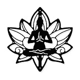NBEADS Yoga-Lotusblume, Metall-Wanddekoration, schwarze Wanddekoration, Silhouette, Wandkunst für Zuhause, Schlafzimmer, Wohnzimmer, Garten, Hotel, Büro, Weihnachten, Festival-Dekoration, 29,5 x 30 cm