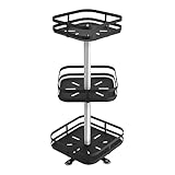 RibasuBB 360°drehbar Gewürzregal, Rotierendes Gewürzregal, Ecke stehendes Gewürzregal, kein Bohren stabiles rotierendes Küchenregal für Arbeitsplatte Metall Schwarz