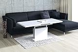 Design Couchtisch Tisch Aston Weiß Hochglanz stufenlos höhenverstellbar ausziehbar 120 bis 200cm Esstisch