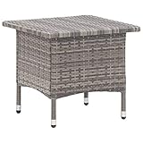 Homgoday Teetisch Balkontisch Holztisch Gartentisch Terrassentisch Beistelltisch Außentisch Gartenmöbel Tisch für Garten Balkon Terrasse Grau 50 x 50 x 47 cm Poly Rattan