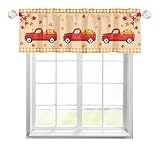 One Lover Kürbis Ahornblätter Herbst Scheibengardinen Bistrogardine mit Stangendurchzug Kurz Stores Schals Landhaus Cafehausgardine für Wohnzimmer Landhaus Multicolor 137x45cm,2 Stück