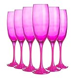 Argon Tableware 6 Stück Farbige Champagne Flöten Set - Hen Do Partei Prosecco Toasten Gläser - 220ml - Pink
