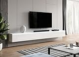 Furnix TV Lowboard Bargo - Fernsehschrank Weiß ohne LED-Beleuchtung - B300 x H34 x T32 cm - TV-Schrank Kommode Sideboard, 3 Fächer mit Tür „Push-Click“, Wandmontage möglich (3x100)