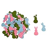 Oblique Unique® Holz Konfetti Hasen Häschen Streu Deko Tischdeko Streuteile Dekoration aus Echtholz für Ostern oder zum Basteln Osterdeko (Rosa, Blau, Grün)