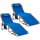 KingCamp Liegen Camping Outdoor Sonnenliege, Klappbar, Liegestuhl, Gartenliege, Polyester, Blau 2 Set, L