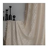 Homxi Küchengardine Transparent 2er Set 2 x 150W x 300H cm,Gardine Vorhang Transparent Beige Blumenmuster und Quasten Vorhang Rod Pocket