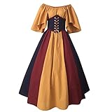 Eauptffy Renaissance Kleid Damen Langes Kleider Mode Reizvolle Patchwork Vintage Slas Frauen Mediev Al Spitze Ausschnitt Gothic H Kleid Kleid Mittelalterlicher Schild Klein