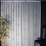 EASYHomefashion Hochwertige Gardine Fertiggardine Voile Store Schal mit Stickerei Faltenband und Bleiband weiß Modena SCHWARZ 245 x 600 cm (HöhexBreite)