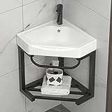 Eckwaschbecken for Die Wandmontage, Waschbecken, Hängewaschbecken, Waschbecken mit Edelstahlgestell (Color : A, Size : 38 * 38cm)